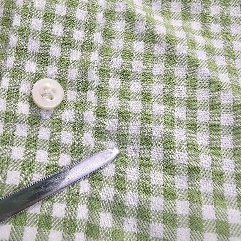 Thomas Dean Green, White Shepherd Check Paisley‎ Flip Cuff Button Up Shirt XXL